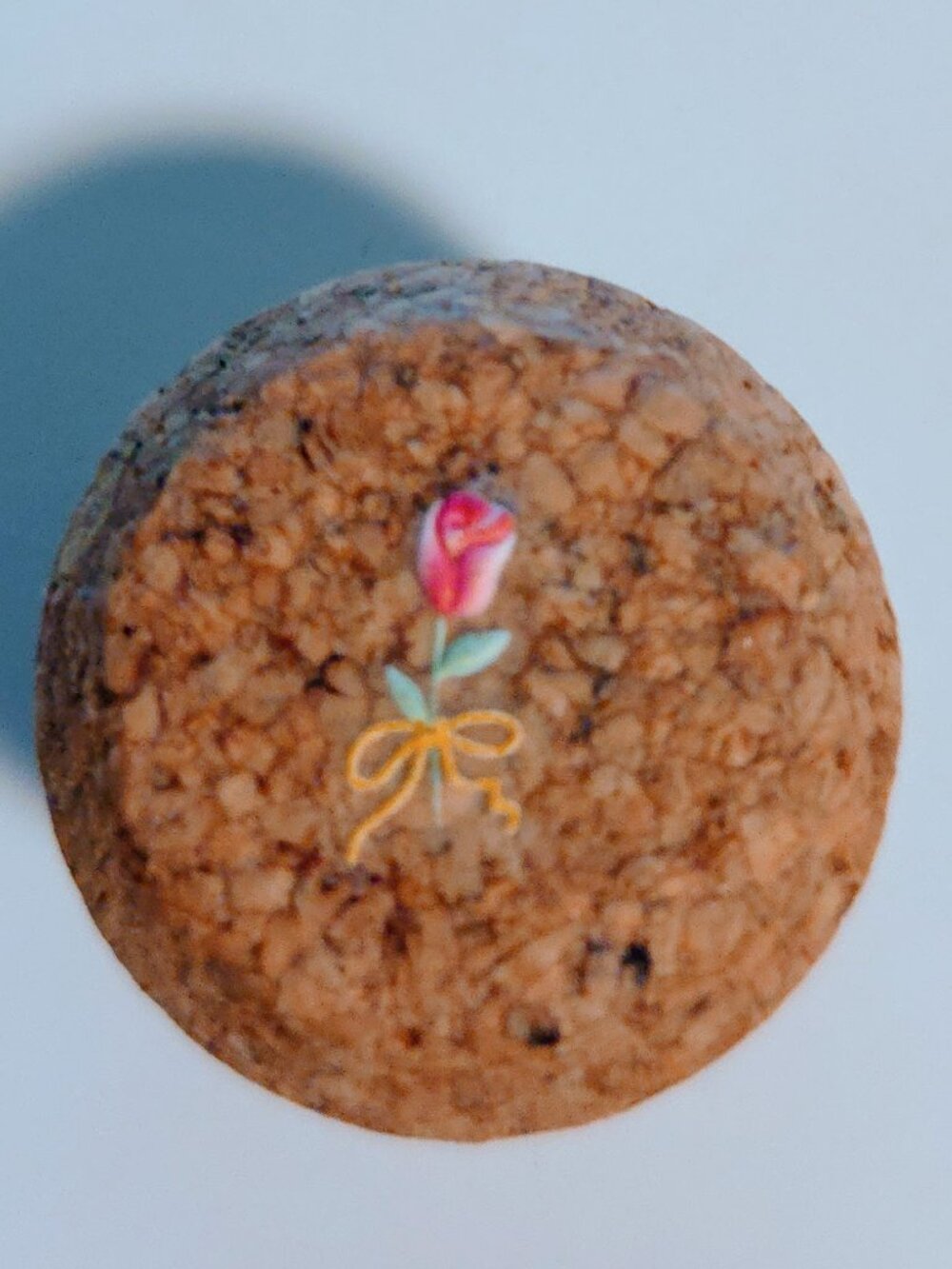 Brand New Hand Crafted Magnet Created from Champagne Cork Featuring Flowers